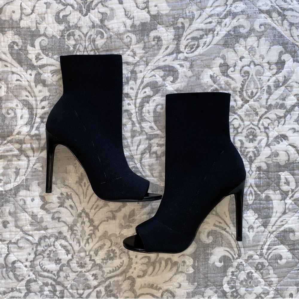 steve madden open toe high heel booties - cappy black women’s size 7.5